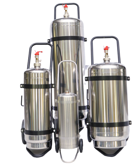 Stainless steel wheeled fire extinguisher